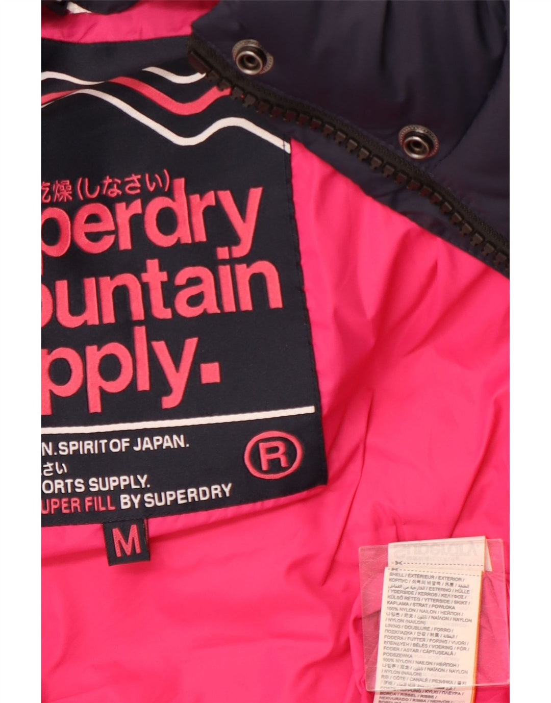 SUPERDRY Γυναικείο μπουφάν με κουκούλα UK 12 Medium Navy Blue Nylon