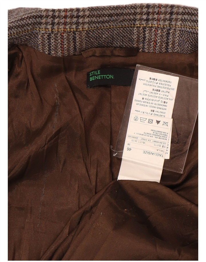 BENETTON Γυναικείο σακάκι με 1 κουμπί IT 46 Large Grey Houndstooth