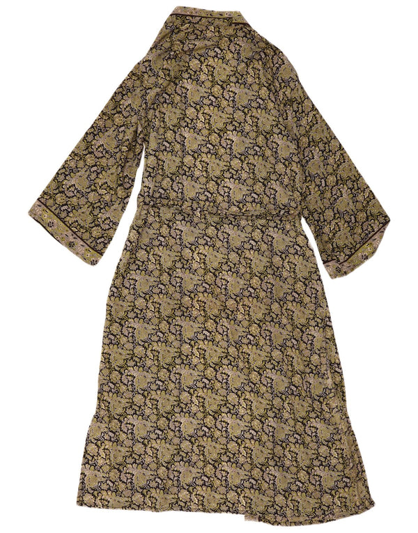 Vintage γυναικείο μάξι φόρεμα UK 14 Large Khaki Paisley Polyester