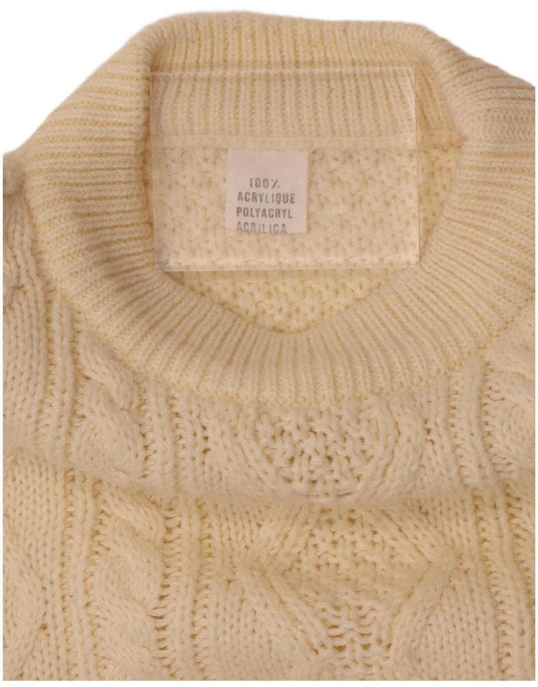 VINTAGE Γυναικείο πουλόβερ με λαιμόκοψη UK 20 2XL Off White Πολυακρυλικό