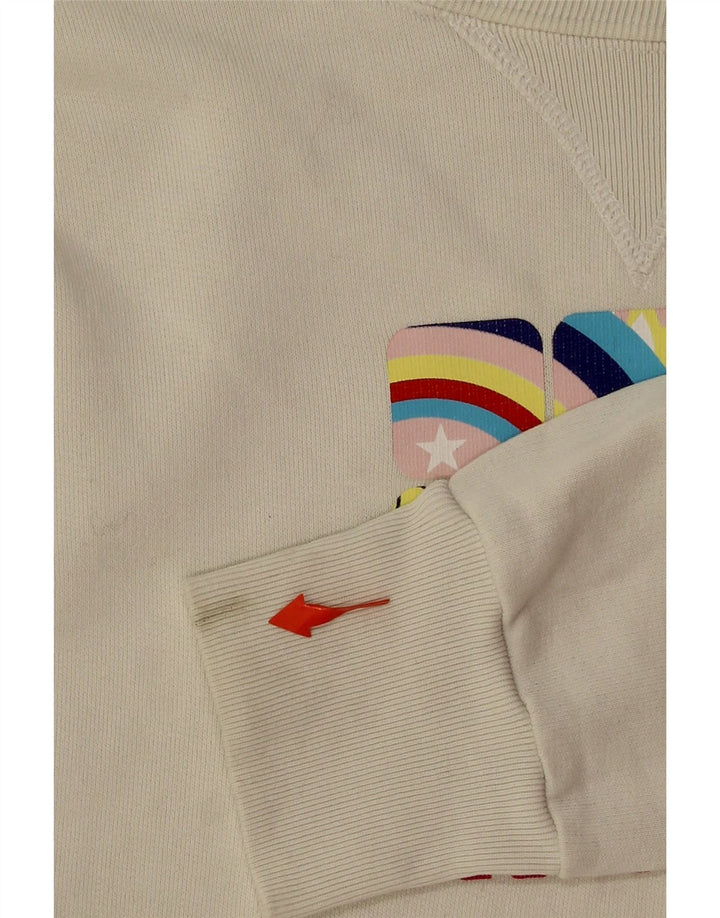 CONVERSE Womens Oversized Graphic Hoodie Jumper UK 10 Small Off White Vintage Converse and Second-Hand Converse from Messina Hembry 