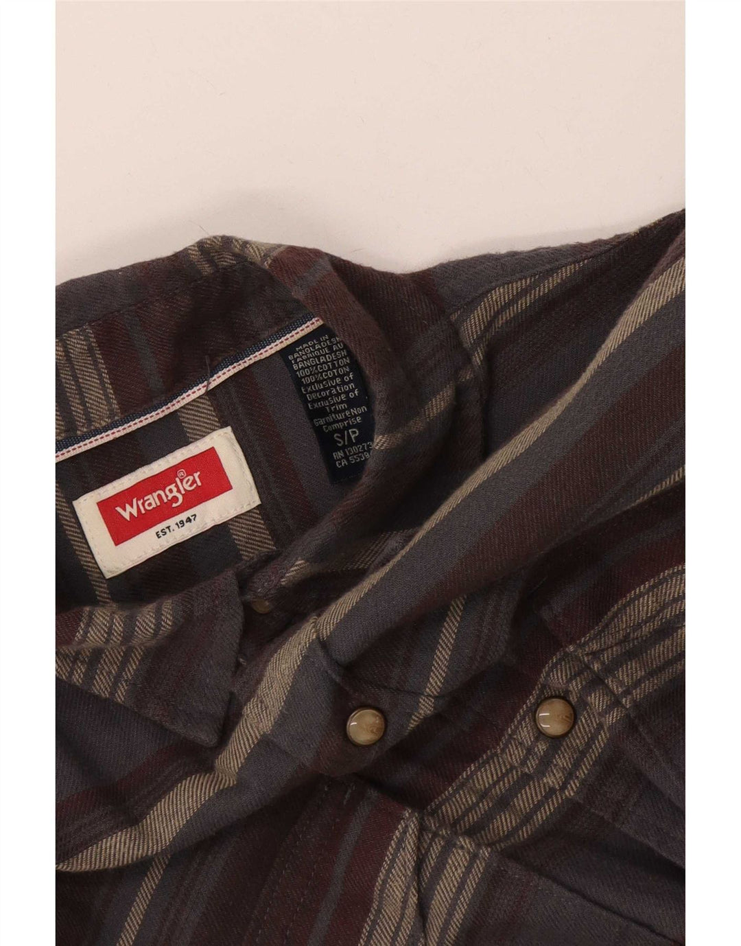 Ανδρικό φανελένιο πουκάμισο Wrangler Μικρό γκρι ριγέ βαμβακερό