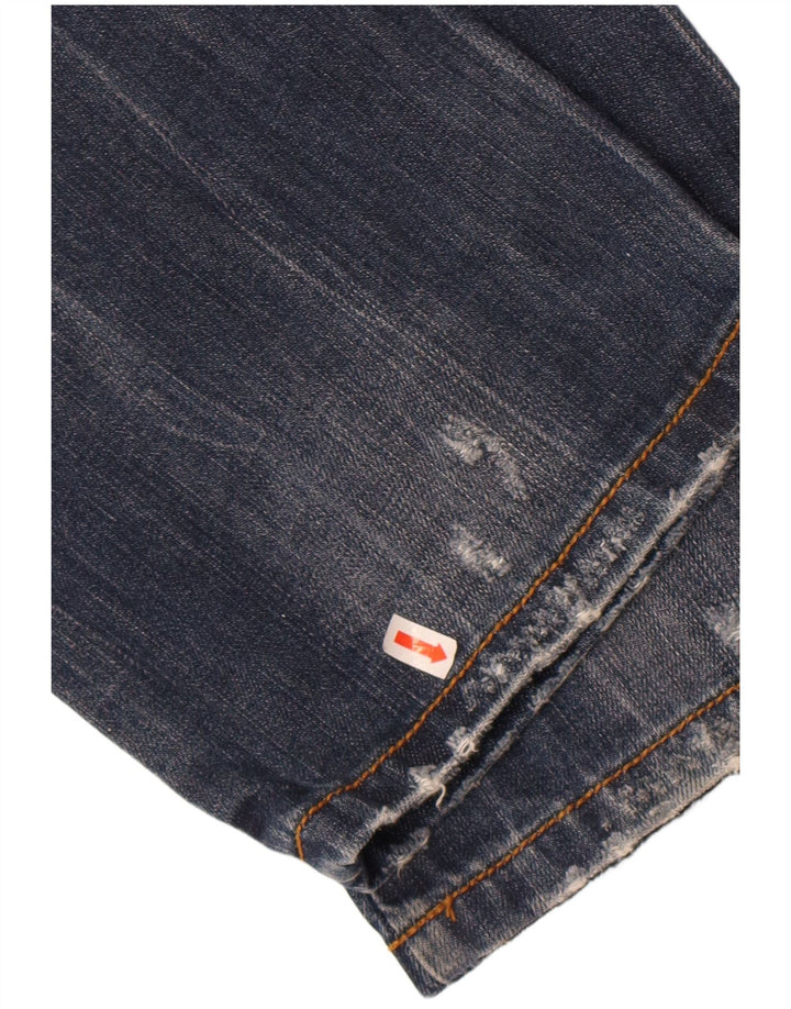 Jonk 46 Γυναικείο ίσιο τζιν γραφικό IT 42 Medium W28 L34 Navy Blue Cotton