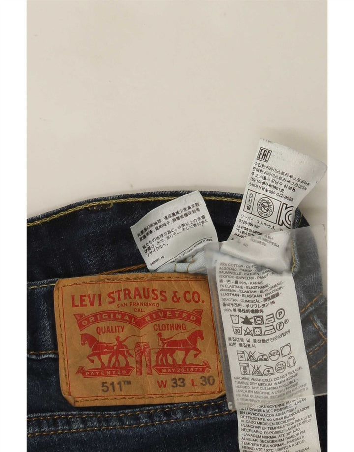 Levi's Mens 511 Slim Jeans W33 L30 Navy Blue Cotton