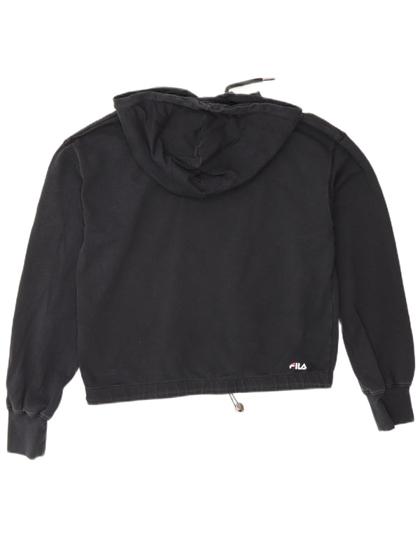 Fila Womens Oversized Hoodie Jumper UK 10 Small Black Cotton
