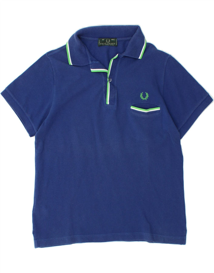 FRED PERRY Mens Graphic Polo Shirt Medium Blue Cotton Vintage Fred Perry and Second-Hand Fred Perry from Messina Hembry 