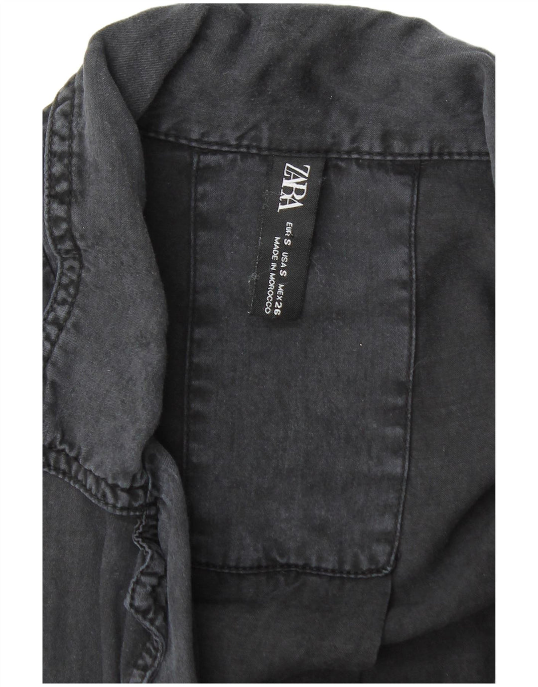 ZARA Γυναικείο κοντομάνικο πουκάμισο Oversized Μπλούζα UK 10 Small Black
