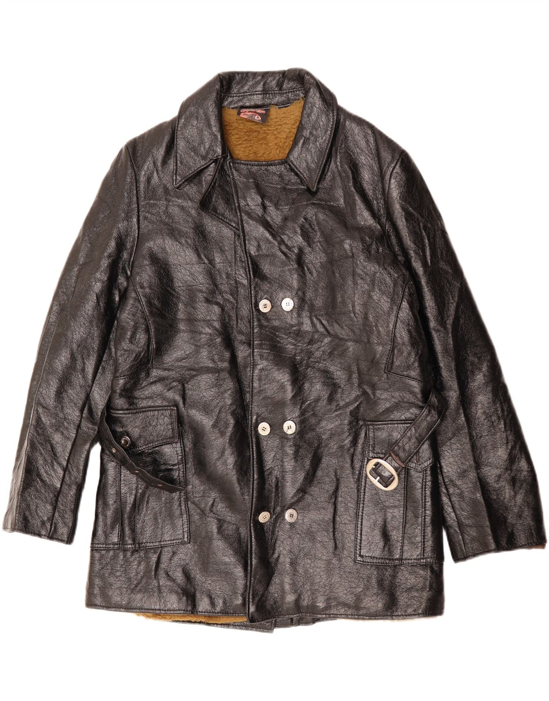 VINTAGE Ανδρικό Sherpa Δερμάτινο Μπουφάν UK 38 Medium Μαύρο