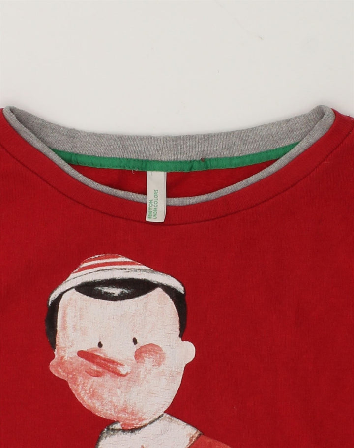 BENETTON Boys Disney Graphic Top Long Sleeve 10-11 Years XL Red Cotton | Vintage Benetton | Thrift | Second-Hand Benetton | Used Clothing | Messina Hembry 