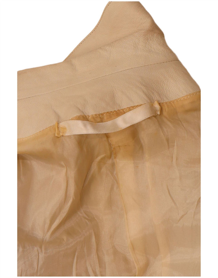 Vintage Γυναικείο Δερμάτινο Σακάκι Μπλέιζερ με διπλό στήθος UK 12 Medium Beige