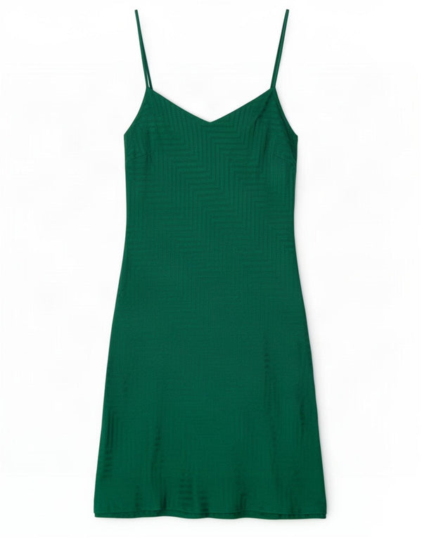 Topshop Womens Tall Slip Dress UK 8 Small Green Chevron Viscose