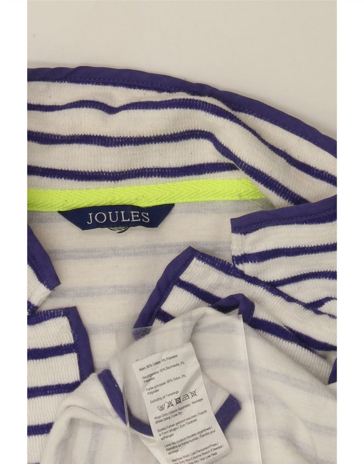 JOULES Γυναικείο ανοιχτό πουλόβερ ζακέτα UK 8 Small White ριγέ βαμβακερό