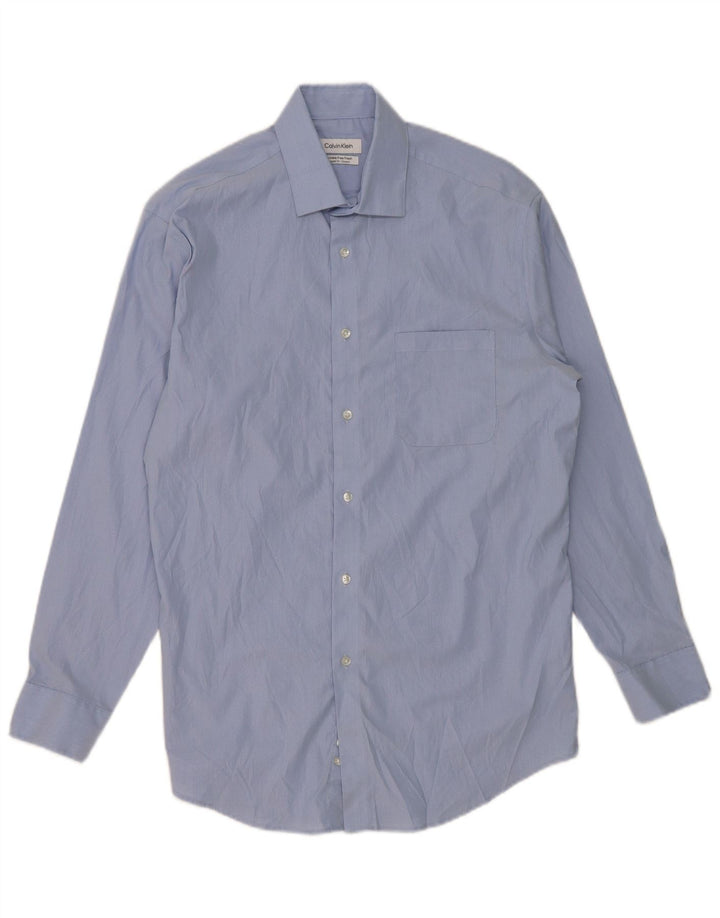 CALVIN KLEIN Mens Stretch Shirt Size 15-15 1/2 Medium Blue Striped