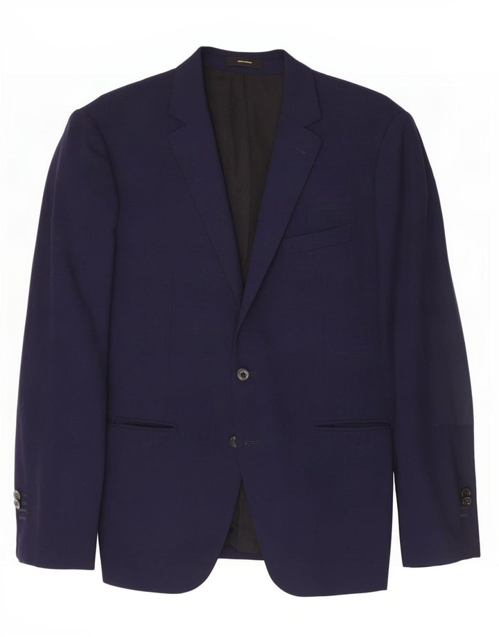 Massimo Dutti Ανδρικό σακάκι μπλέιζερ με 2 κουμπιά EU 54 XL Navy Blue Wool