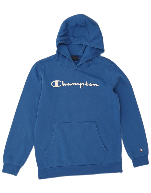 Champion Boys Graphic Hoodie Jumper 13-14 Years XL Blue Cotton