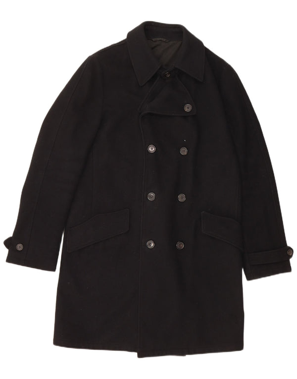 HUGO BOSS Ανδρικό παλτό με διπλό στήθος UK 38 Μέτριο μαύρο παρθένο μαλλί