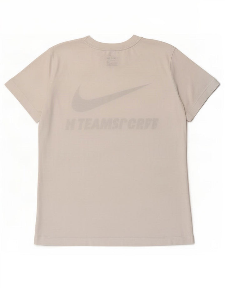 Γυναικείο γραφικό μπλουζάκι Nike Dri Fit Top 12 μεσαίου λευκού πολυεστέρα