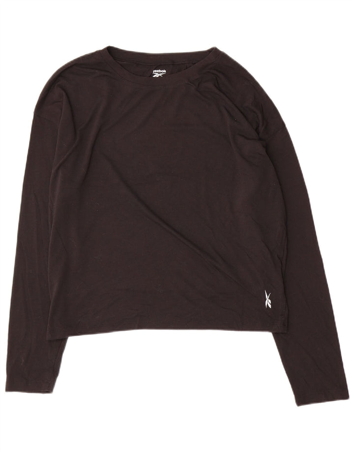 REEBOK Γυναικείο Crop Μακρυμάνικο UK 12/14 Μεσαίο Μαύρο Πολυεστέρας