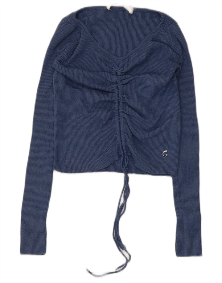 Guess Γυναικείο Crop Μακρυμάνικο UK 4 XS Navy Blue Polyamide