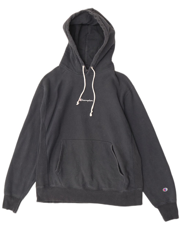 Champion Mens Hoodie Jumper Μεγάλο Μαύρο Βαμβακερό