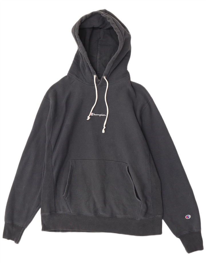 Champion Mens Hoodie Jumper Μεγάλο Μαύρο Βαμβακερό