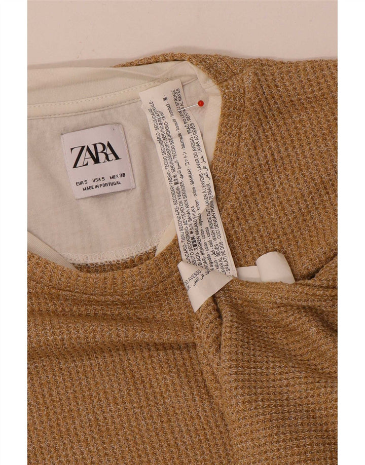Zara Ανδρικό τοπ μακρυμάνικο μικρό μπεζ βαμβακερό