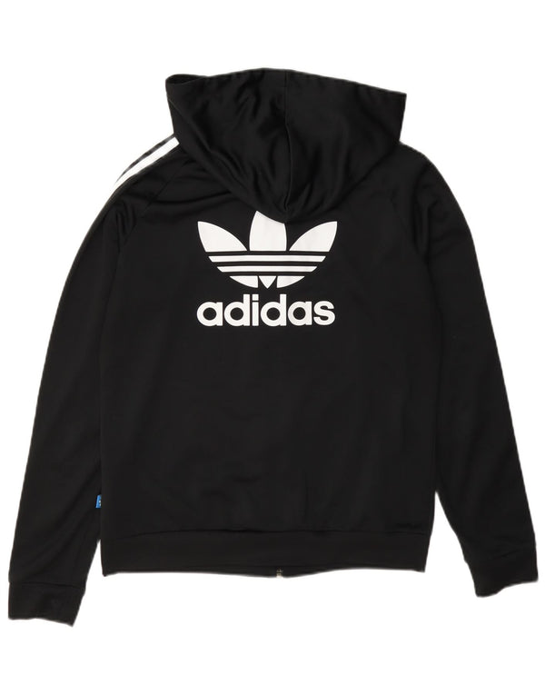 Γυναικείο πουλόβερ με κουκούλα με φερμουάρ Adidas UK 12 μεσαίο μαύρο πολυεστέρα