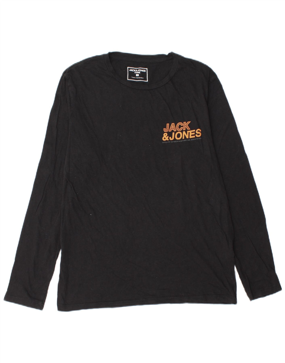 Jack & Jones Ανδρικό γραφικό μπλουζάκι μακρυμάνικο μεσαίο μαύρο βαμβακερό
