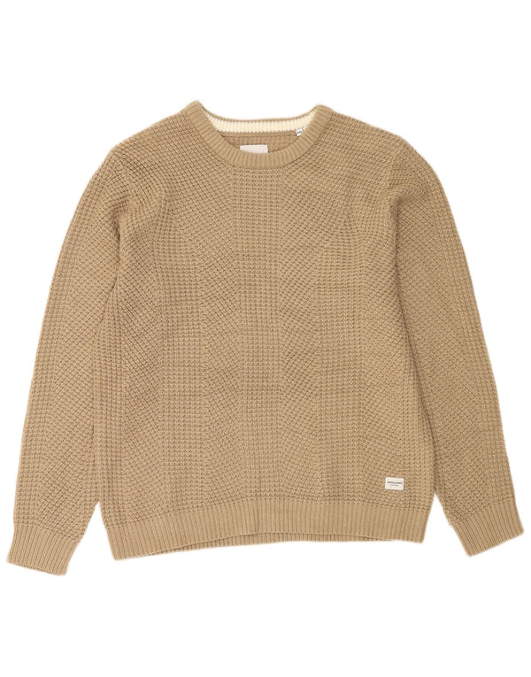 Jack & Jones Ανδρικό πουλόβερ με λαιμόκοψη 2XL Μπεζ ακρυλικό