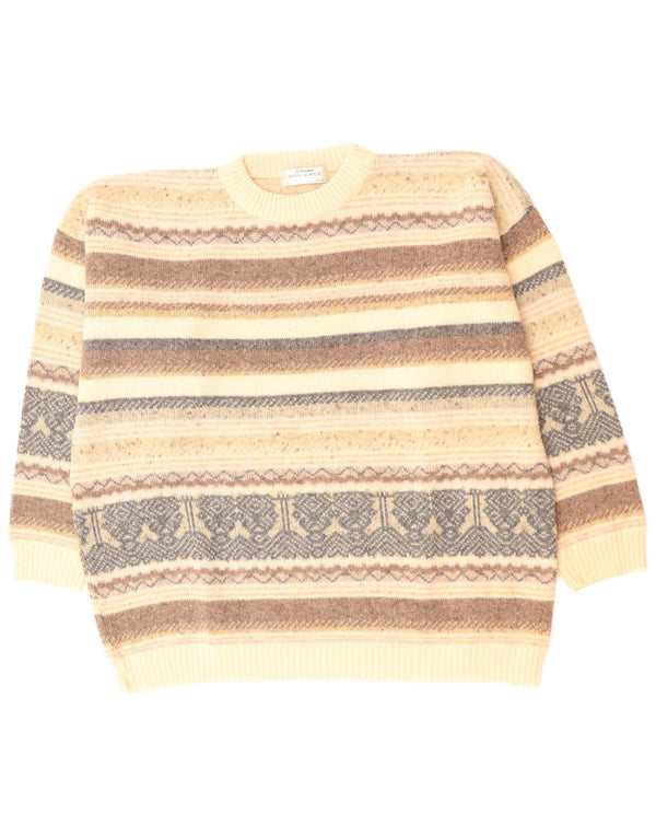 ST. BERNARD Ανδρικό πουλόβερ με λαιμόκοψη 44/46 XL Beige Fair Isle