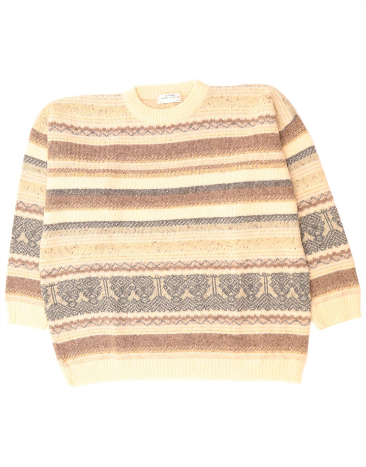 ST. BERNARD Ανδρικό πουλόβερ με λαιμόκοψη 44/46 XL Beige Fair Isle