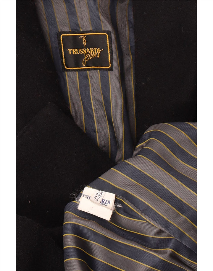 Trussardi Jeans Γυναικείο Παλτό με διπλό στήθος IT 42 Μέτριο μαύρο παρθένο μαλλί