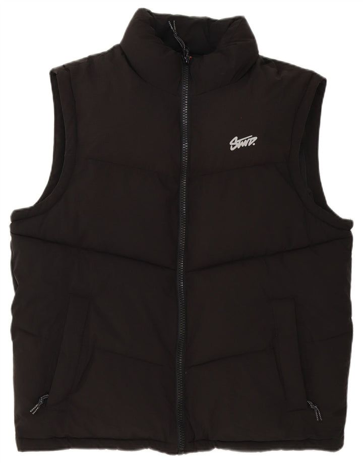 Pull & Bear Ανδρικό padded Gilet UK 38 Medium Black Polyester