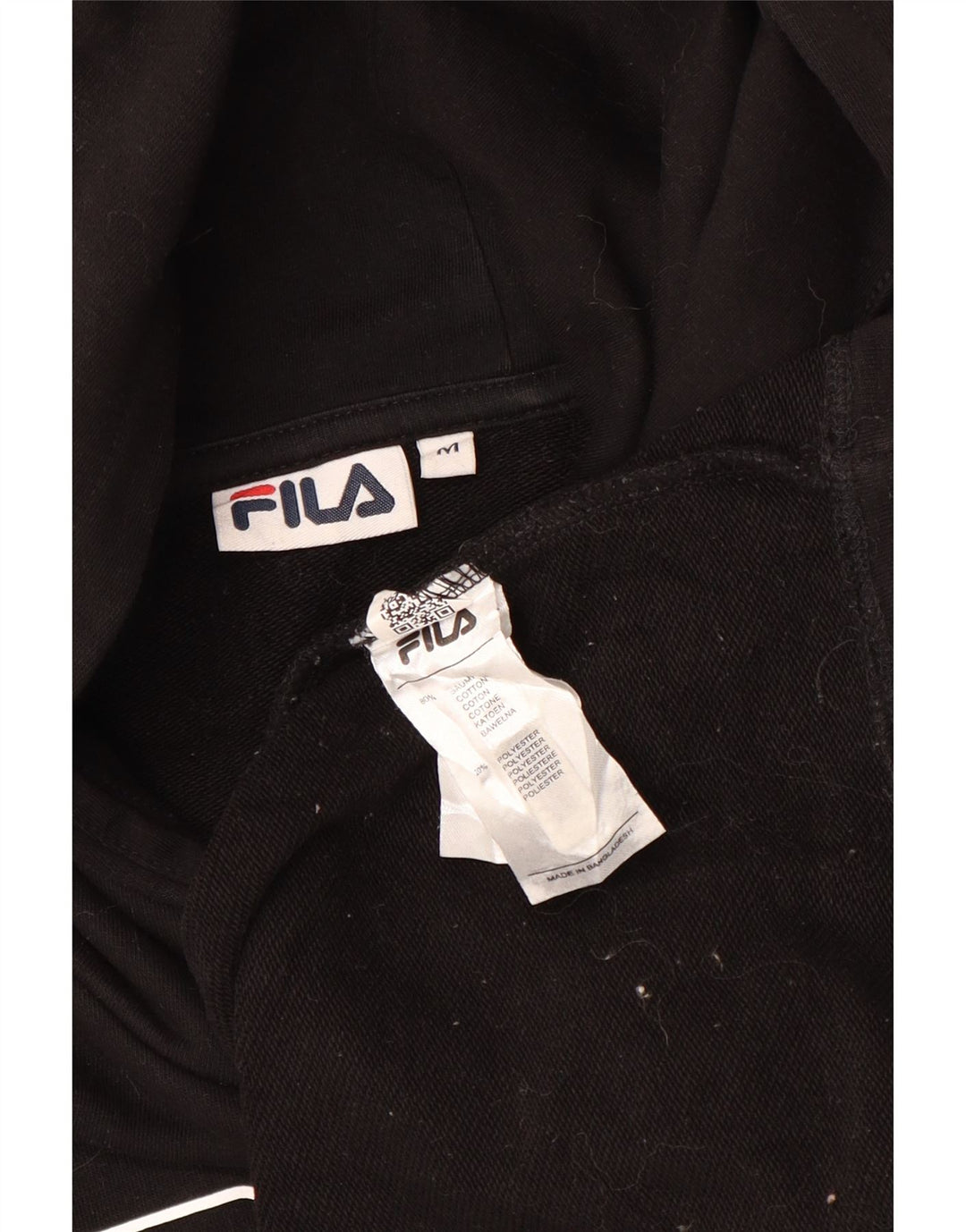 Γυναικεία FILA Oversized Crop Graphic Hoodie Jumper UK 14 Medium Black Cotton