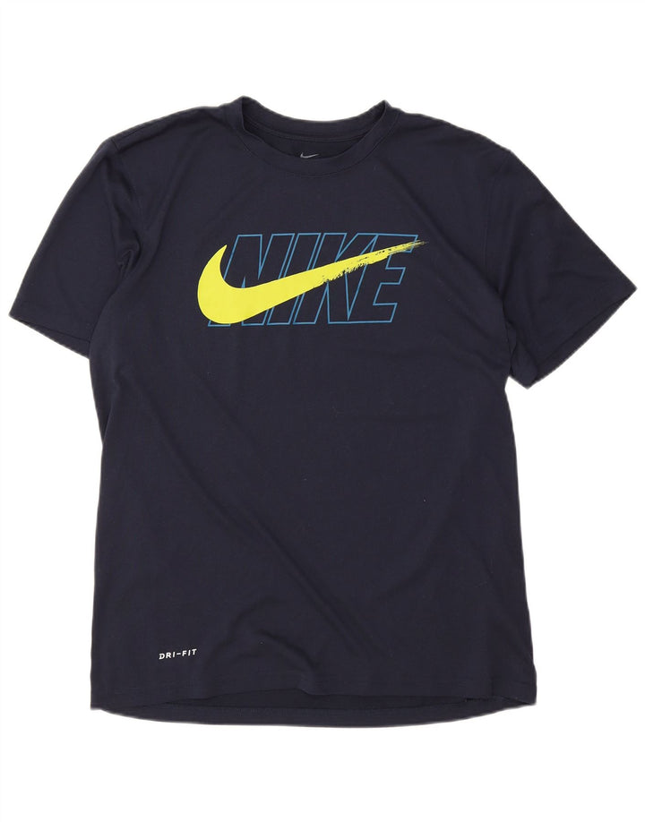 Ανδρικό γραφικό μπλουζάκι Nike Dri Fit, μεσαίο μπλε, πολυεστέρας