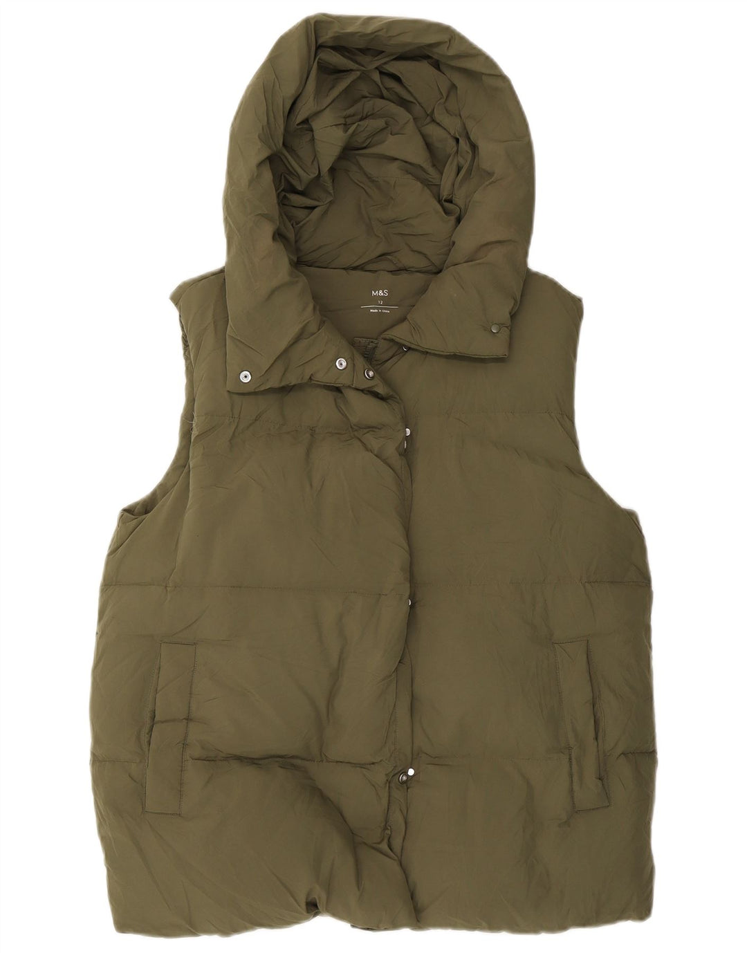 Marks & Spencer Γυναικεία κουκούλα με επένδυση Gilet UK 12 μεσαίο πράσινο πολυεστέρας