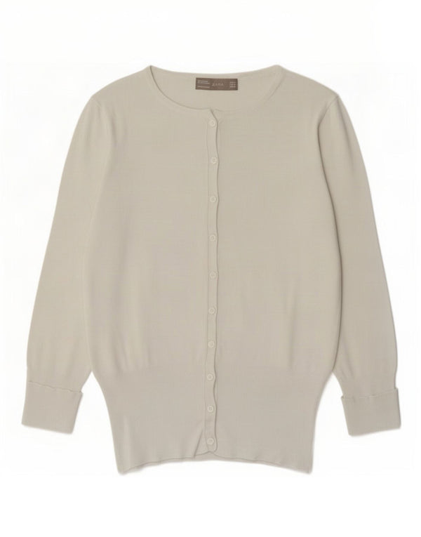 Zara Γυναικεία Ζακέτα πουλόβερ UK 12 μεσαία λευκή βισκόζη