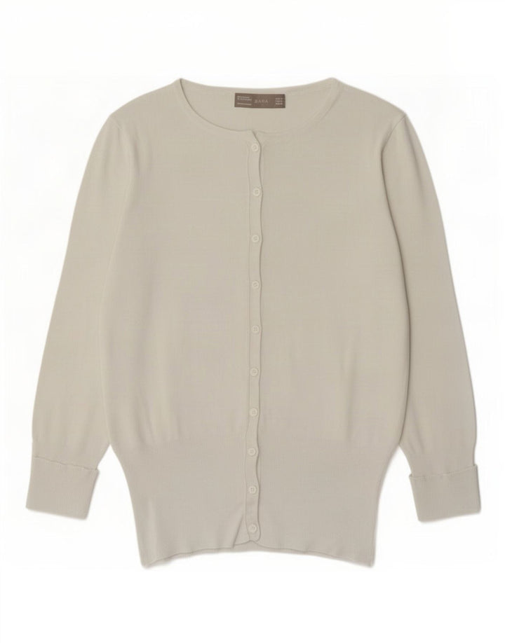 Zara Γυναικεία Ζακέτα πουλόβερ UK 12 μεσαία λευκή βισκόζη