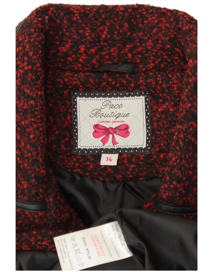 Paco Boutique Γυναικείο Μπουφάν με 3 Κουμπιά UK 14 Μεσαίο Βουργουνδί Πολυεστέρας