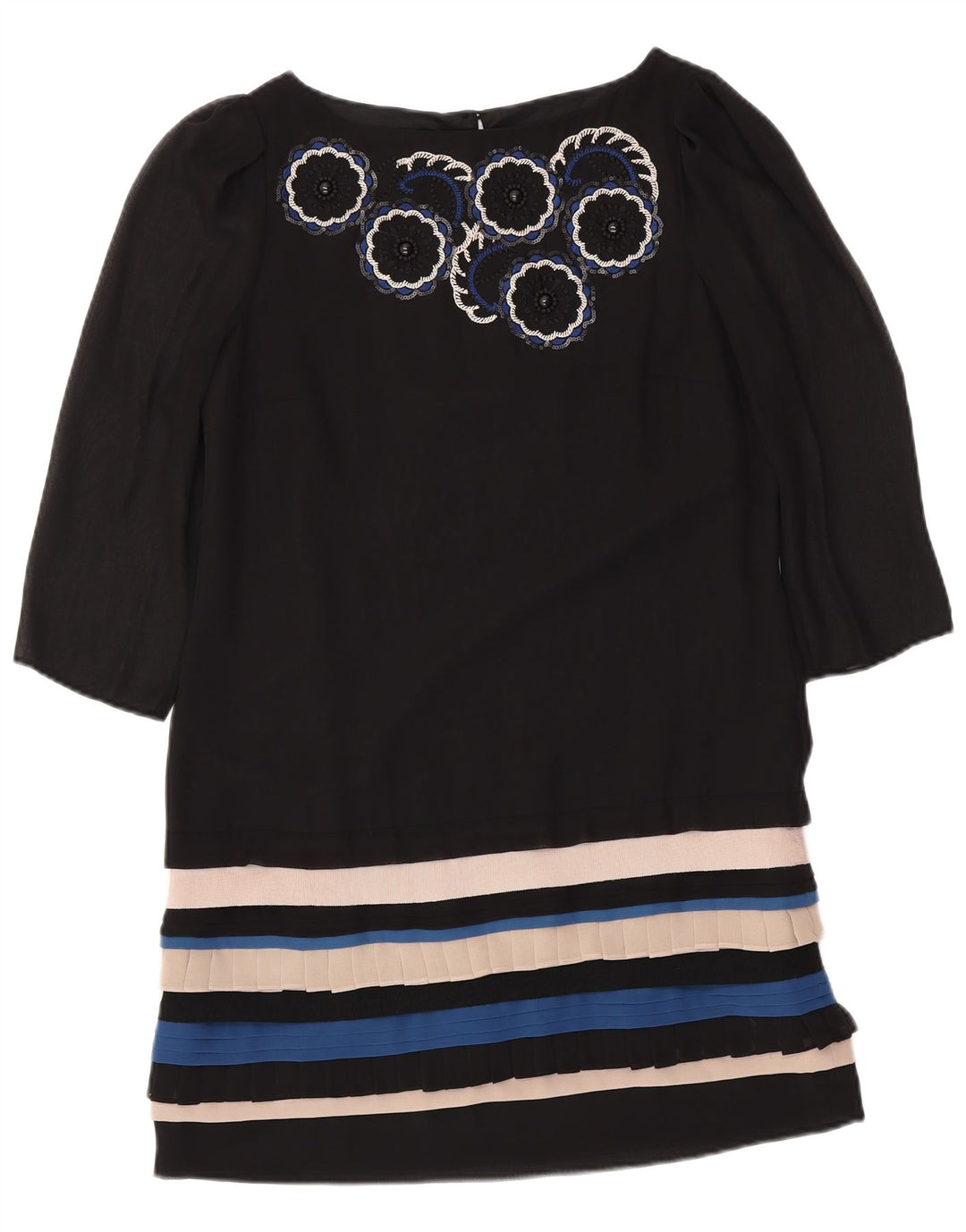 Γυναικείο φόρεμα με μανίκια MONSOON 3/4 UK 12 μέτριο μαύρο ριγέ