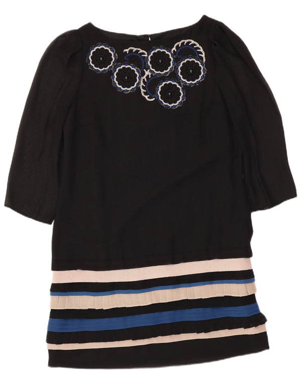 Γυναικείο φόρεμα με μανίκια MONSOON 3/4 UK 12 μέτριο μαύρο ριγέ