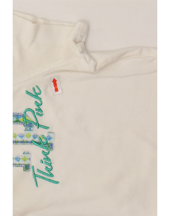 THINK PINK Γυναικείο γραφικό πόλο μπλουζάκι UK 8 μικρό λευκό βαμβακερό