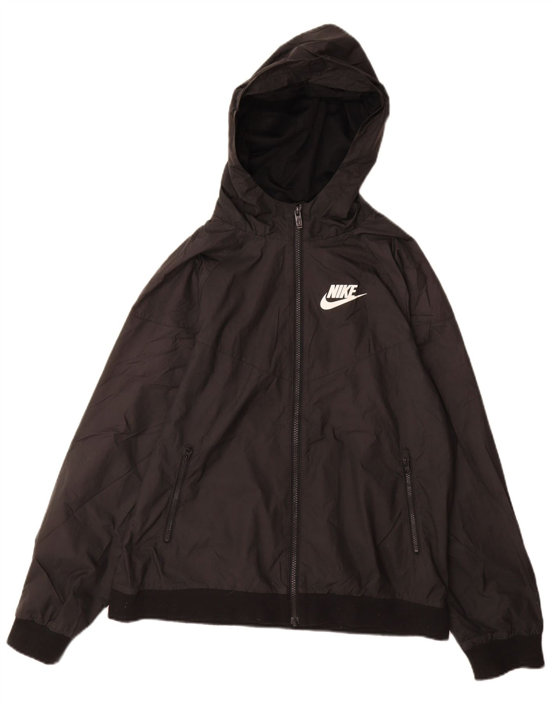Μπουφάν βροχής NIKE Boys Hooded 13-14 Years XL Μαύρος Πολυεστέρας