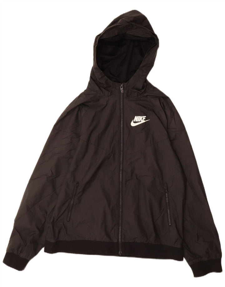 Μπουφάν βροχής NIKE Boys Hooded 13-14 Years XL Μαύρος Πολυεστέρας