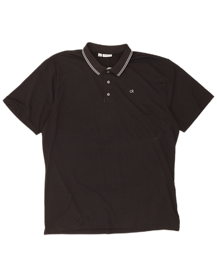Calvin Klein Ανδρικό Πόλο Μπλουζάκι 2XL Μαύρο ριγέ πολυεστέρα