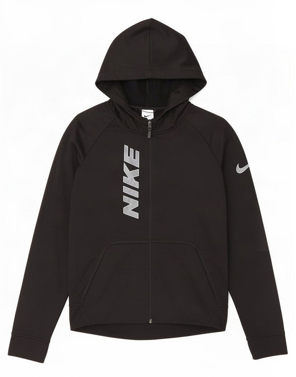 Nike Boys Graphic Hoodie Jumper 13-14 Years XL Black Polyester