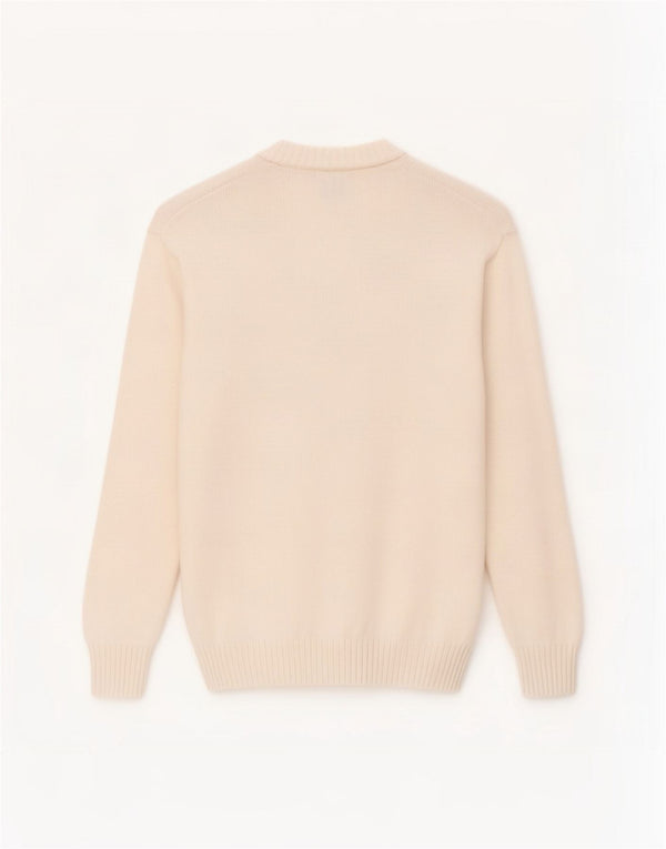 Zara Mens Graphic Crew Neck Jumper Sweater Small White Cotton