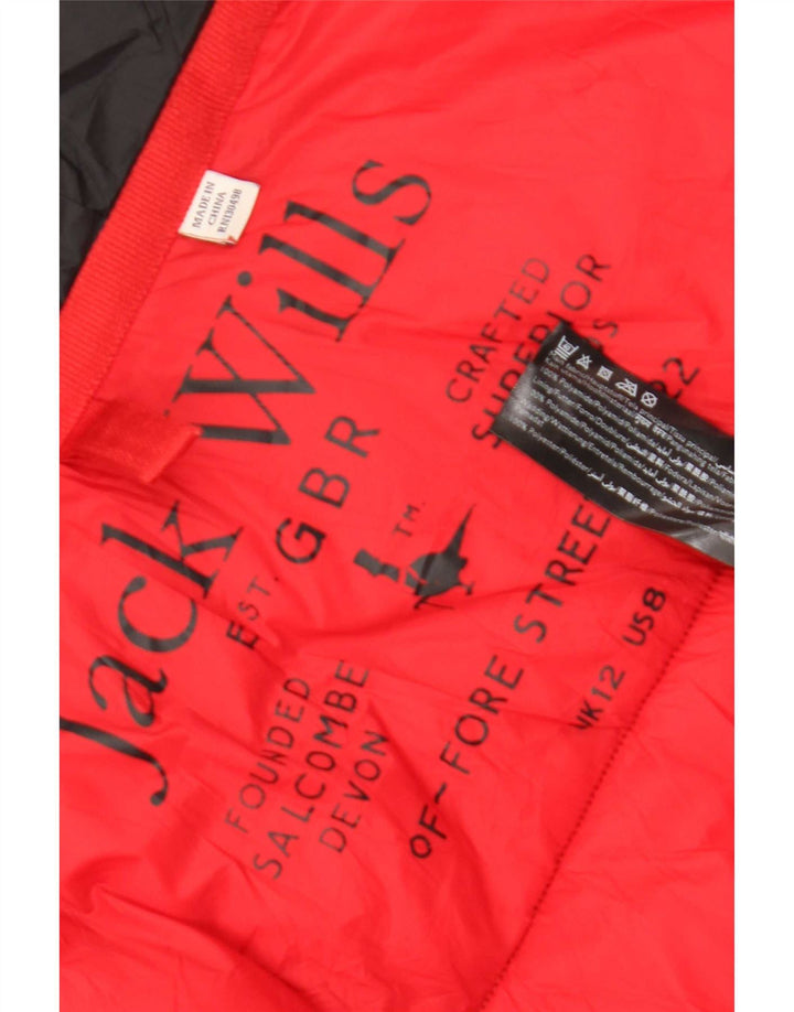 Jack Wills Γυναικείο μπουφάν με κουκούλα με επένδυση UK 12 μεσαίο μαύρο πολυαμίδιο