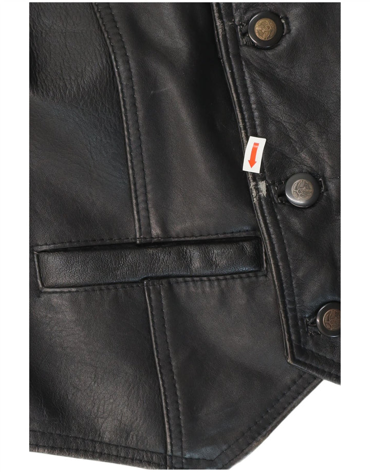 Vintage Ανδρικό Δερμάτινο Γιλέκο Μεσαίο Μαύρο