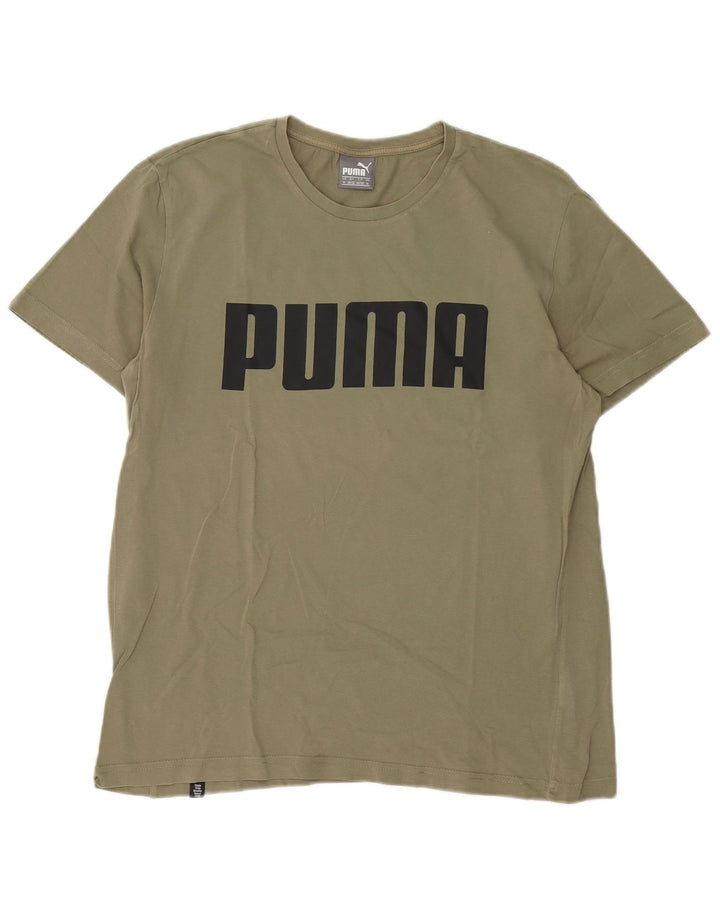 Ανδρικό γραφικό μπλουζάκι Puma με μεσαίο χακί βαμβάκι